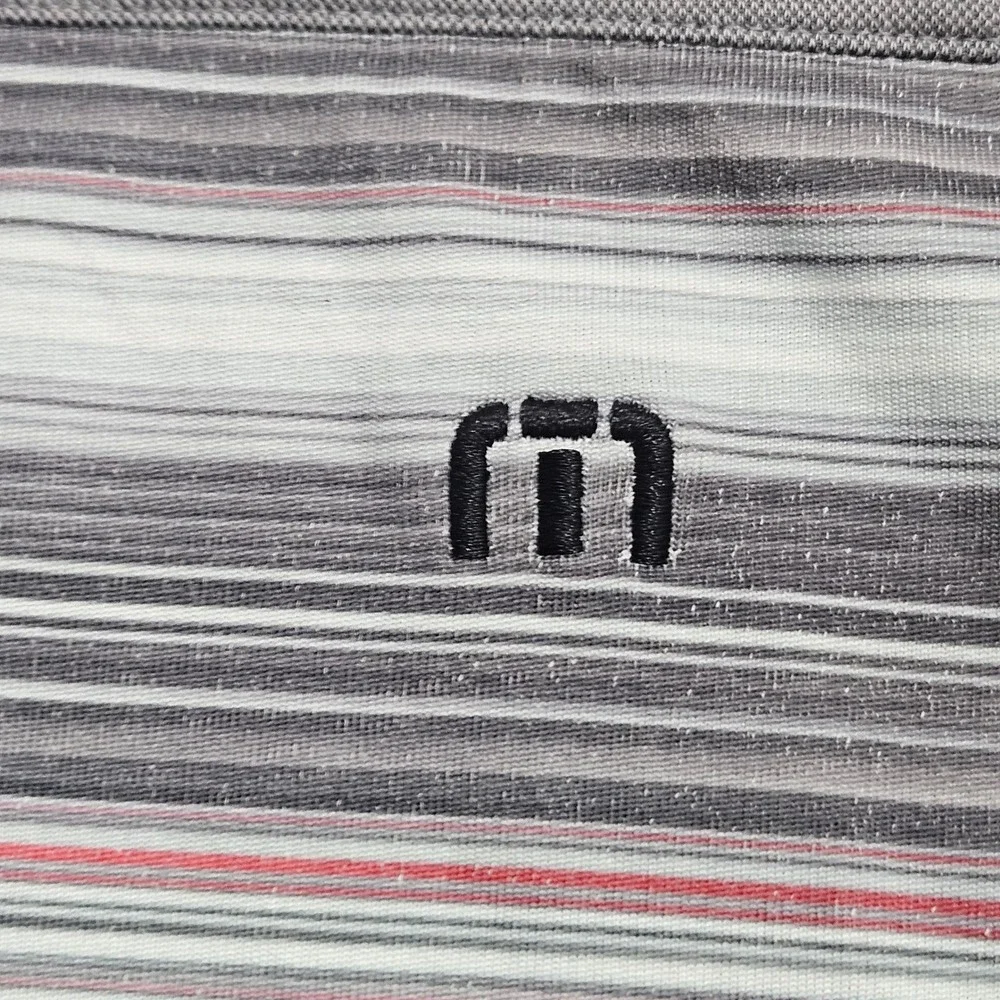 TravisMathew Mens Grey Striped‎ Pima University of Wiscosnin Golf Polo Shirt L